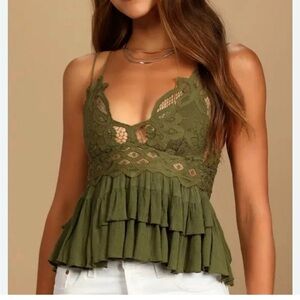 Free people olive camisole lace tank